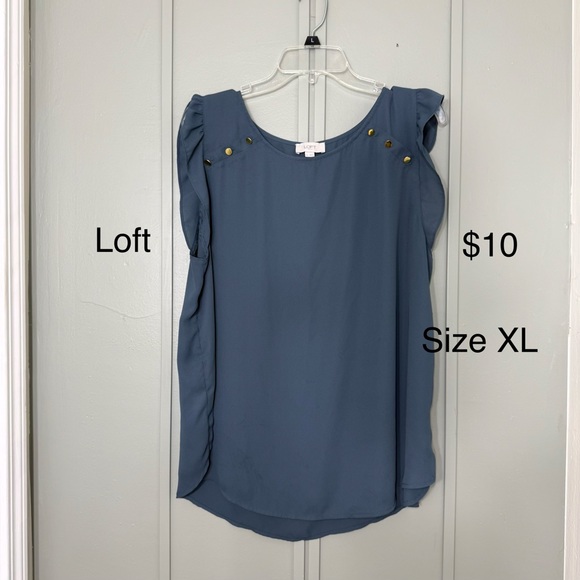 LOFT Tops - LOFT Women's Blue Blouse with Button Accents